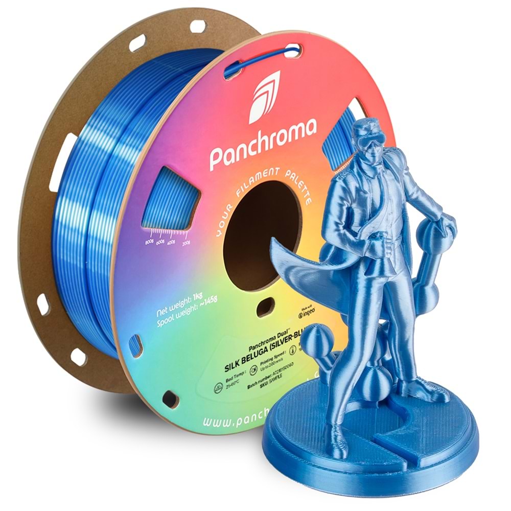 Panchroma Dual Silk Beluga PLA Filament | Gümüş – Mavi