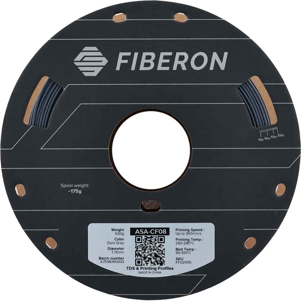 Fiberon ASA-CF08 Koyu Gri Filament | UV Dayanımlı Karbon Fiber
