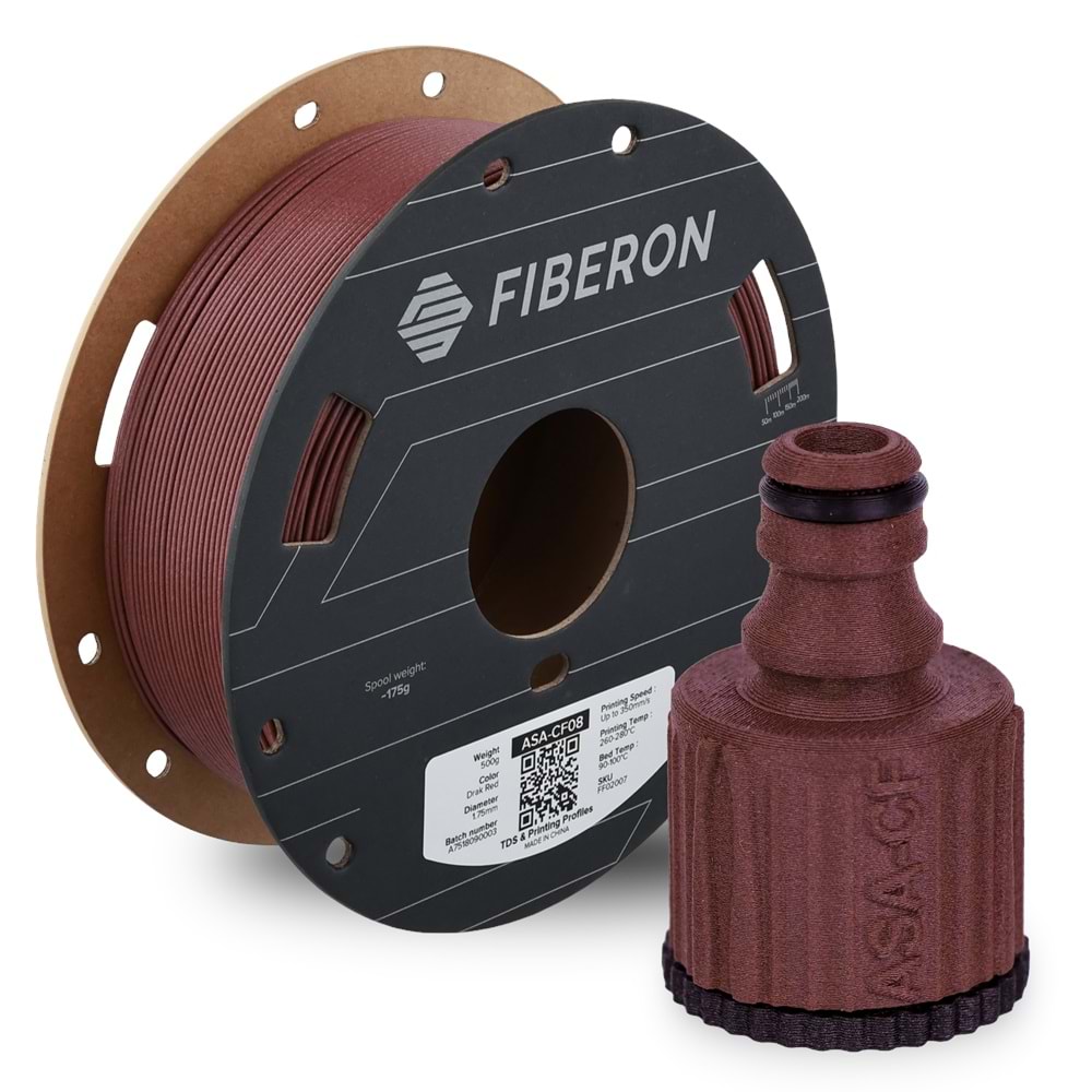 Fiberon ASA-CF08 Koyu Kırmızı Filament | UV Dayanımlı Karbon Fiber