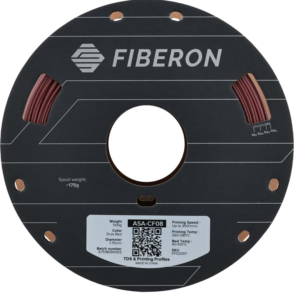 Fiberon ASA-CF08 Koyu Kırmızı Filament | UV Dayanımlı Karbon Fiber