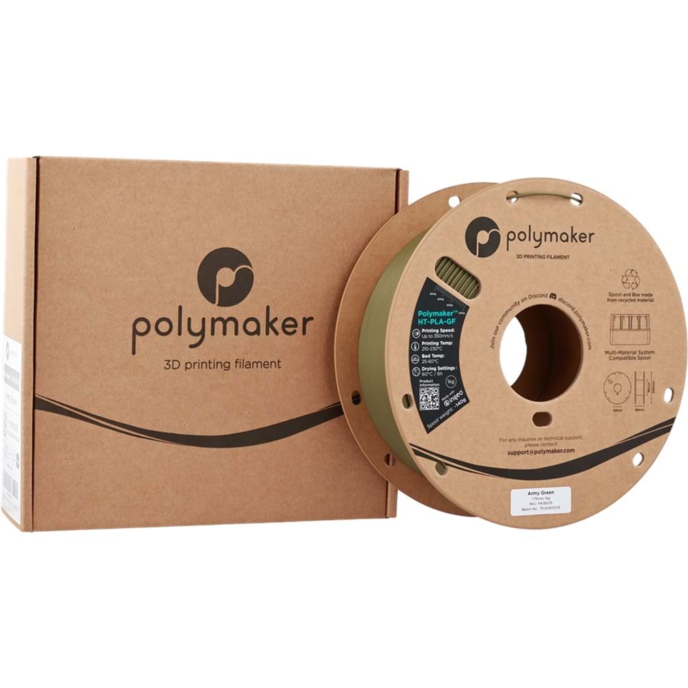 Polymaker HT-PLA-GF Filament Askeri Yeşil