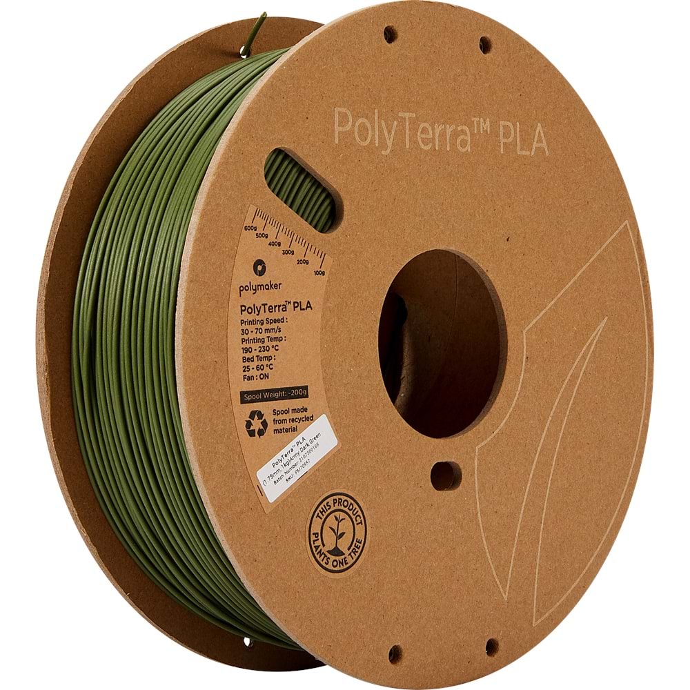 PolyTerra PLA Filament Askeri Koyu Yeşil - 1 kg 1.75mm