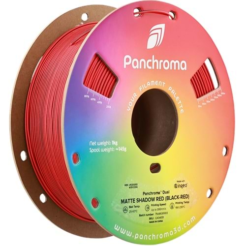 Panchroma PLA Dual Filament Mat Gölge Kırmızı (Siyah - Kırmızı)