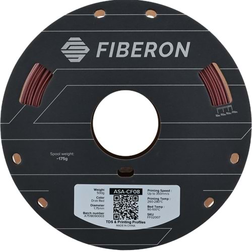 Fiberon ASA-CF08 Koyu Kırmızı Filament | UV Dayanımlı Karbon Fiber
