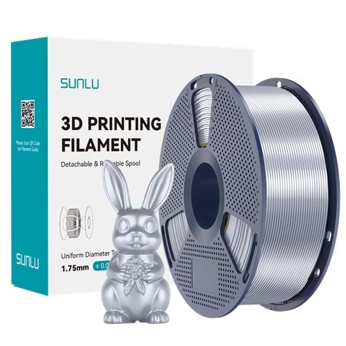 Sunlu Silk PLA+ Filament Gümüş - 1kg 1.75mm